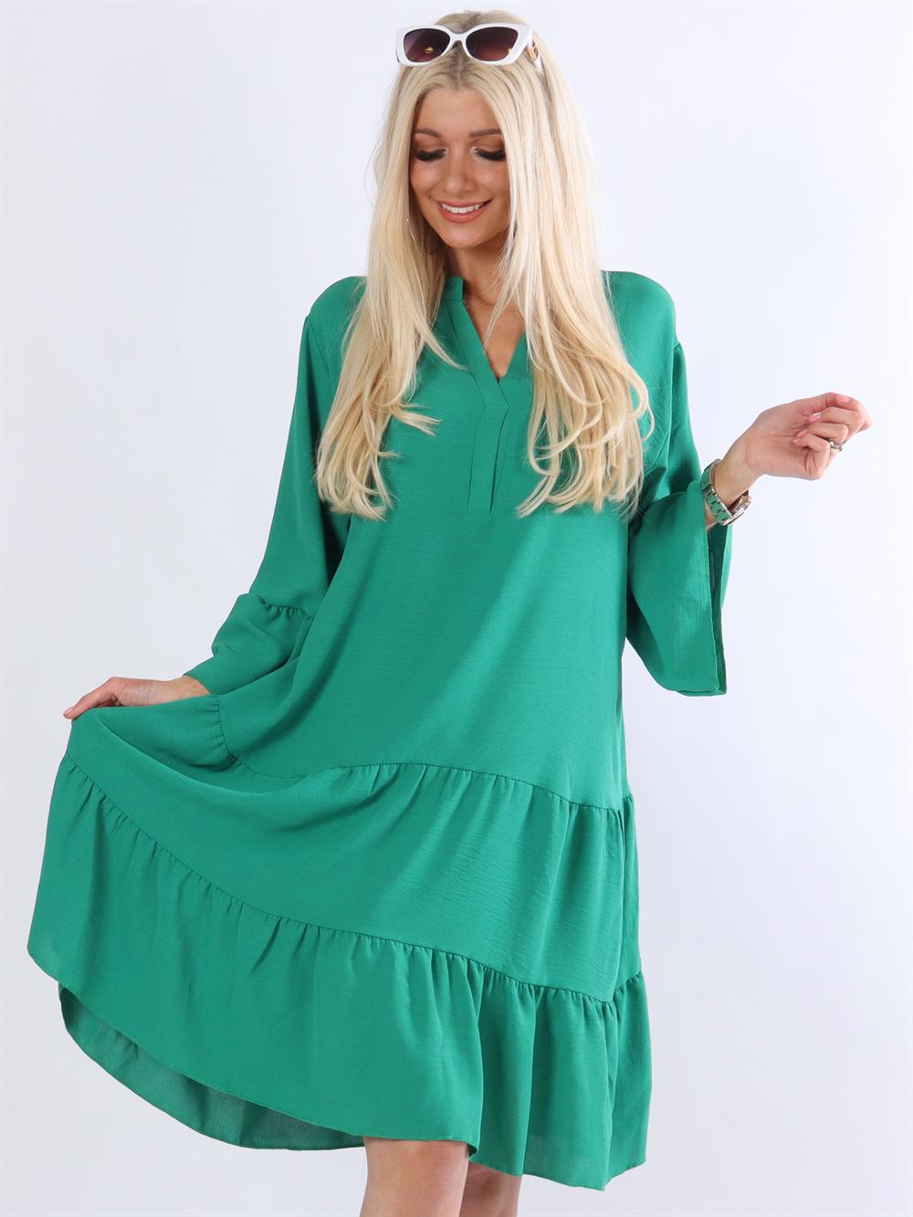 Alisa - Kjole med flæselag i bunden